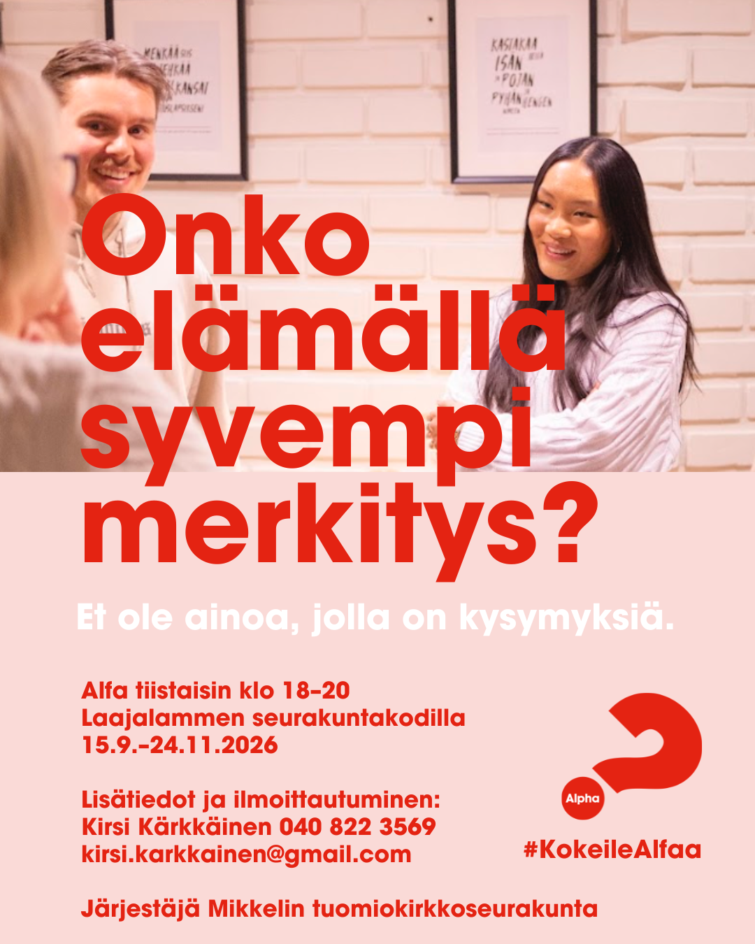 Tapahtuman mainos, jossa sama teksti kuin tapahtuman kuvauksessa.
