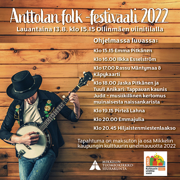 Anttolan folk -festivaalien esiintyjälistaus.