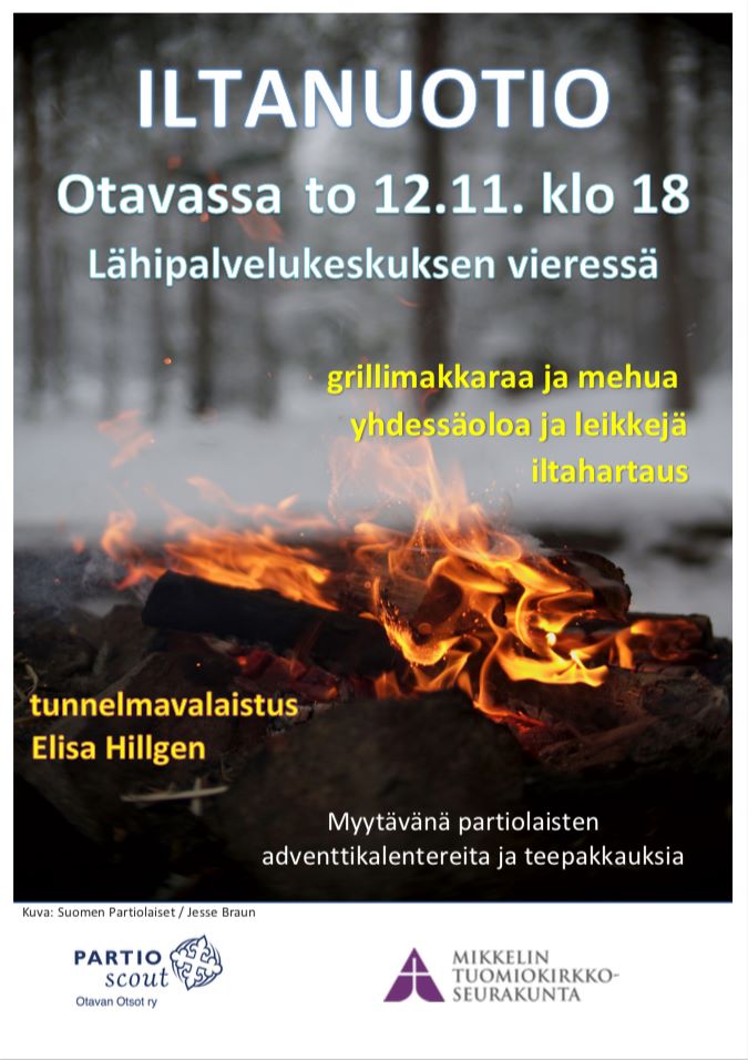 Iltanuotio yhdessä partiolaisten kanssa Tapahtuman mainos