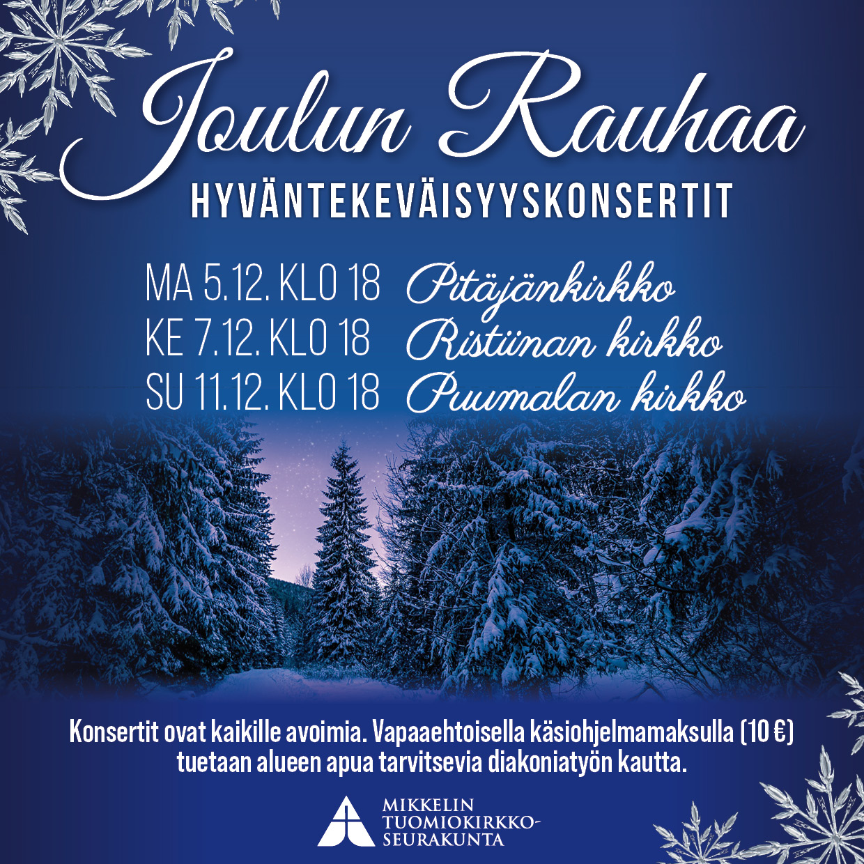 Joulun Rauhaa -konserttien mainos.