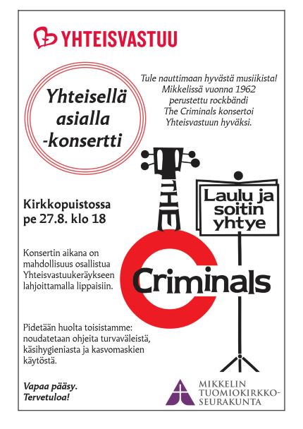 The Criminals yhtyeen mainos, logo, kitara
