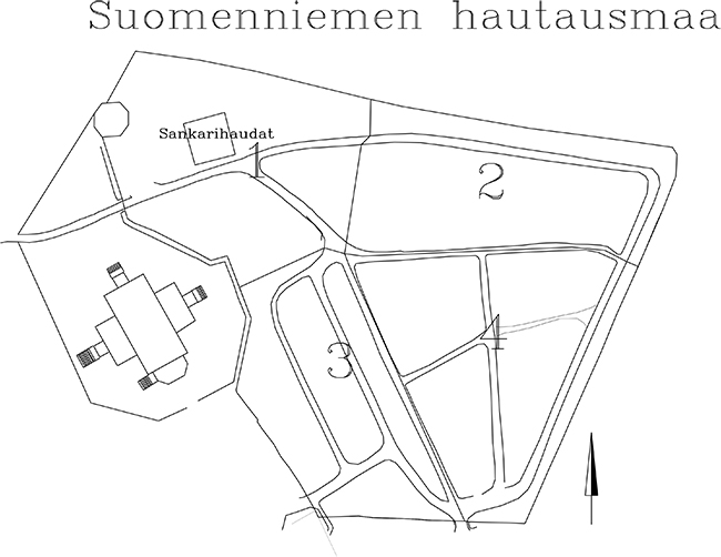 Suomenniemen hautausmaan kartta